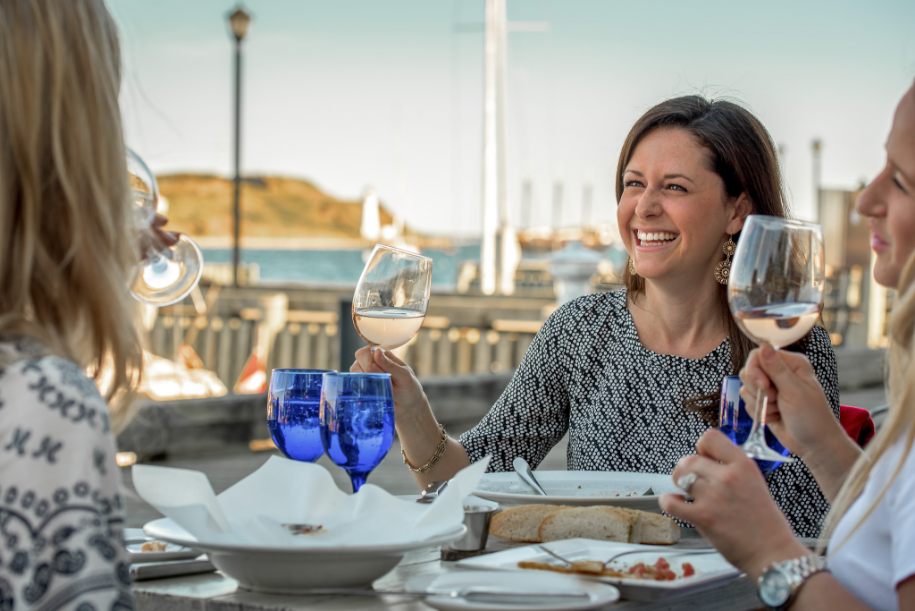 Cunard's waterfront dining with views of George's Island.